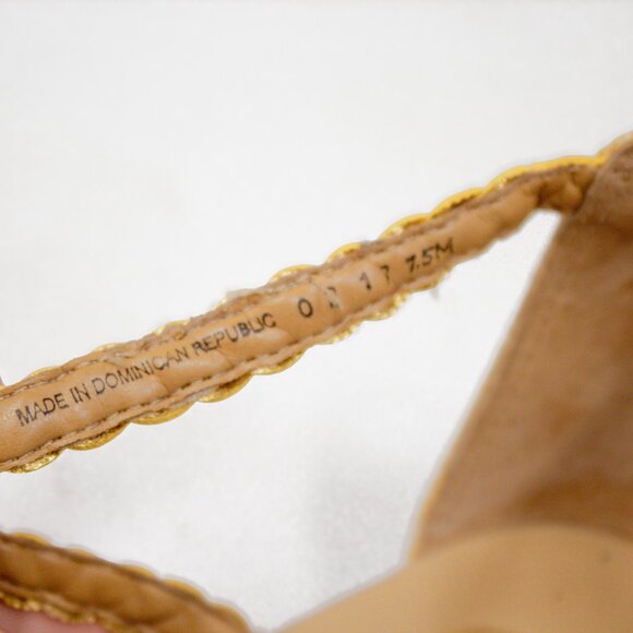 Jack Rogers Jenna Sandal Leather & Gold Detail Slide Size 7.5 VGUC - Picture 6 of 9